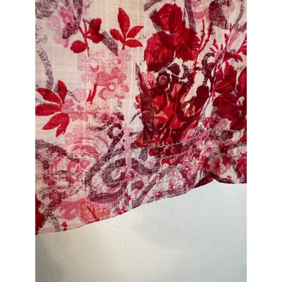 Gap Womens Midi Skirt Red White Floral Design Side Zipper Size 4 Casual Romantic - Picture 4 of 11